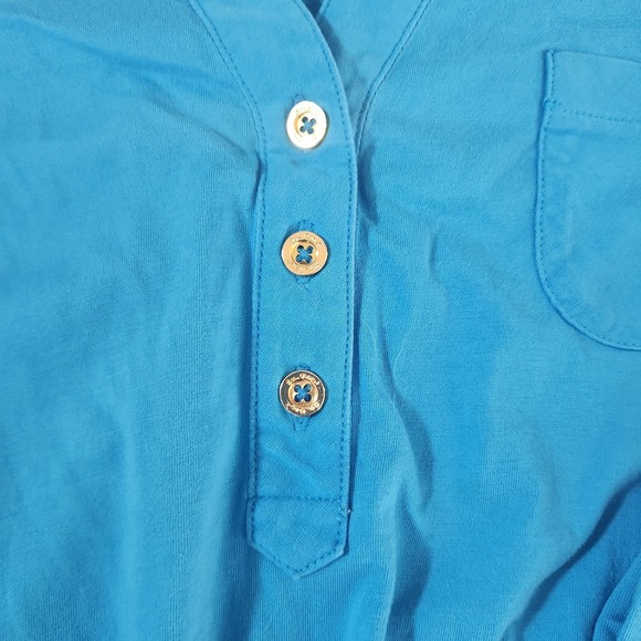 Lilly Pulitzer Womens Pima Cotton XL Blue V-Neck Long Sleeve Elastic Waist Dress - Picture 10 of 13